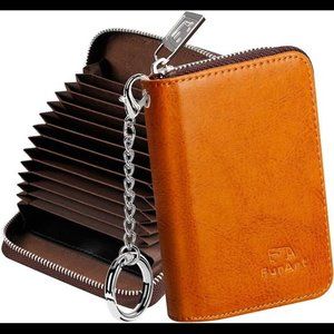 Card Wallet, Zipper Card Cases Holder for Men Women, RFID Blocking, Key Chain